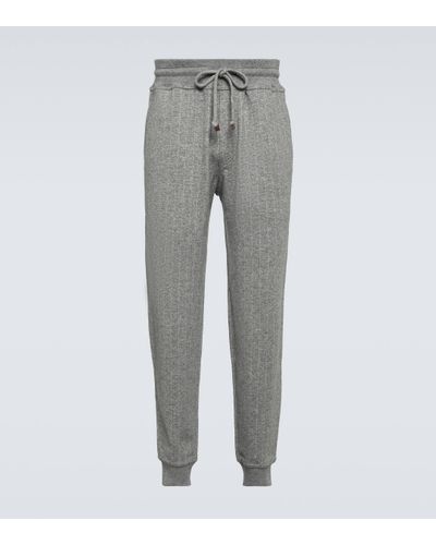 Brunello Cucinelli Pantalon de survetement en cachemire et coton - Gris