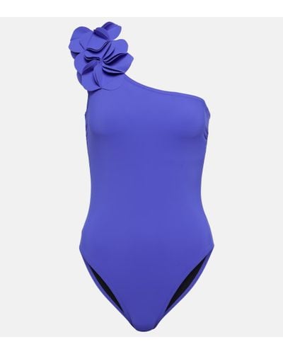 Karla Colletto Tess Floral-applique Swimsuit - Blue