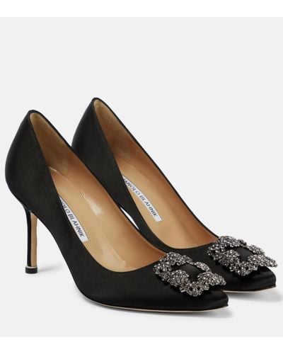 Manolo Blahnik Escarpins En Satin À Ornements Hangisi 70 - Noir