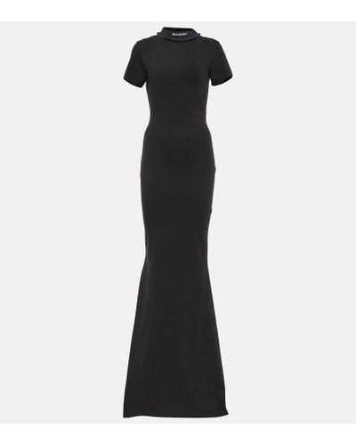 Balenciaga Cotton-blend T-shirt Maxi Dress - Black