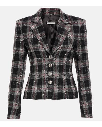 Alessandra Rich Tweed Single-breasted Blazer - Black