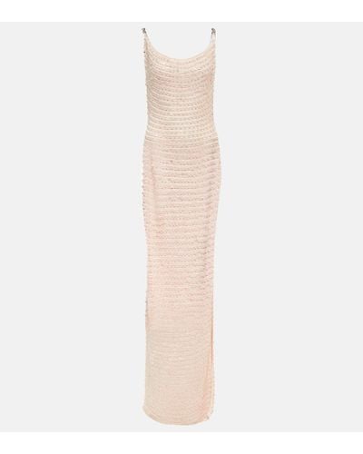 AYA MUSE Vatia Sequined Knitted Maxi Dress - White