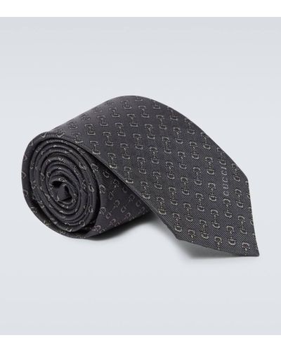 Gucci Krawatte Horsebit aus Seiden-Jacquard - Grau