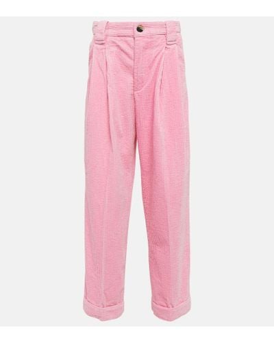 Ganni Pleated Wide-leg Pants - Pink
