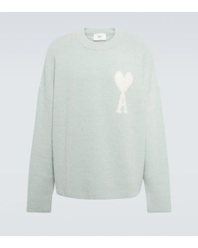 Ami Paris Ami De Cour Wool-blend Sweater - Green