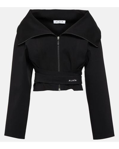 Alaïa Chaqueta cropped de jersey - Negro