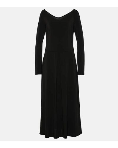 Max Mara Valido Pleated Jersey Maxi Dress - Black