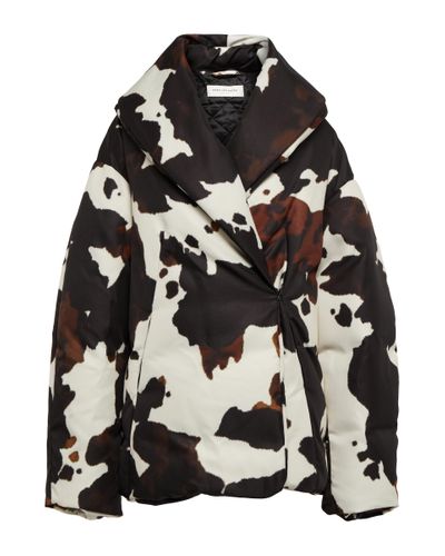 Dries Van Noten Extremely Oversized 'voltaire' Cow Print Puffer Jacket - Black