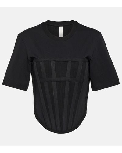 Dion Lee Camiseta Corset en jersey de algodon - Negro