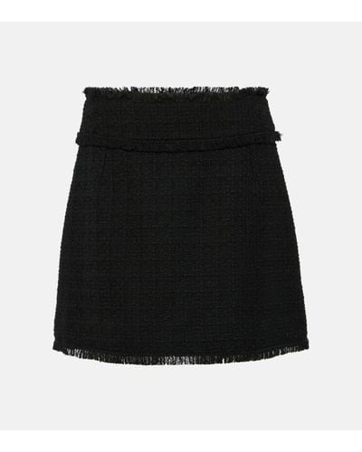 Dolce & Gabbana Mini-jupe en tweed de laine melangee - Noir