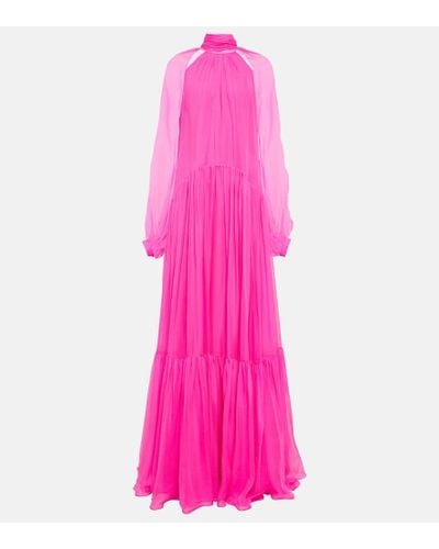 Safiyaa Arielle Beverly Silk Chiffon Gown - Pink