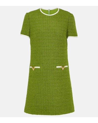 Valentino Vgold Tweed Minidress - Green