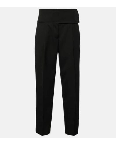 Jil Sander High-rise Wool Wide-leg Pants - Black