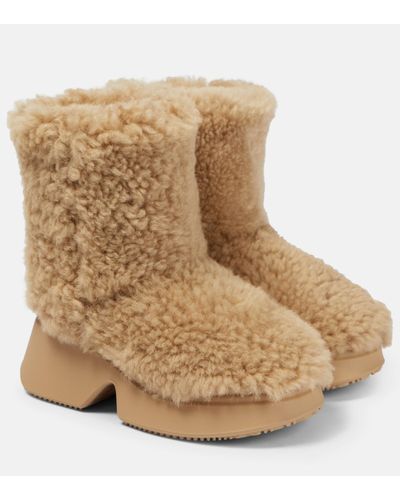 Loewe Shearling Ankle Boots - Natural