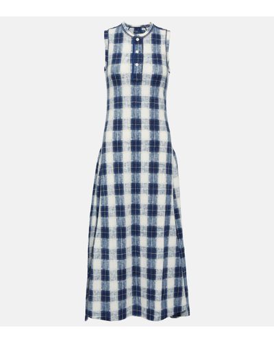 Polo Ralph Lauren Plaid Cotton Jersey Maxi Dress - Blue