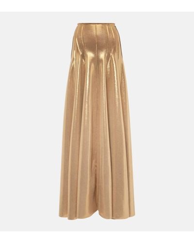 Norma Kamali Grace High-rise Lame Maxi Skirt - Natural