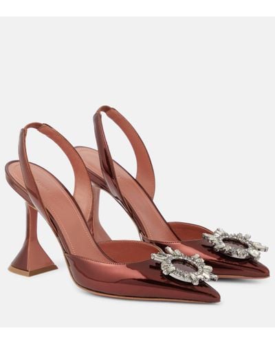AMINA MUADDI Begum Mirrored Leather Slingback Court Shoes - Brown
