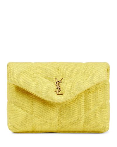 Saint Laurent Clutch Loulou Puffer in canvas - Giallo