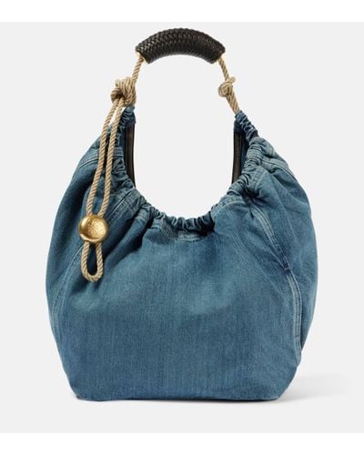 Loewe Squeeze Medium Denim Shoulder Bag - Blue