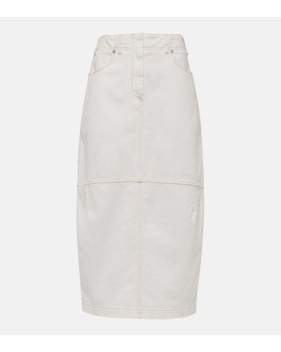 Brunello Cucinelli Jupe midi en jean - Blanc