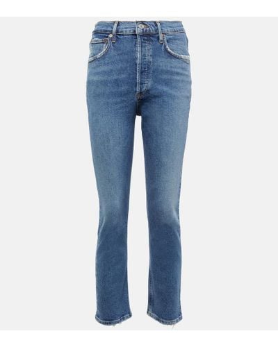 Agolde Riley High-rise Cropped Slim Jeans - Blue