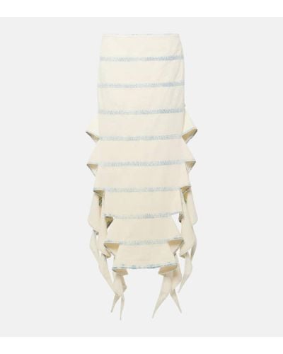Y. Project Bug Asymmetric Denim Midi Skirt - Natural