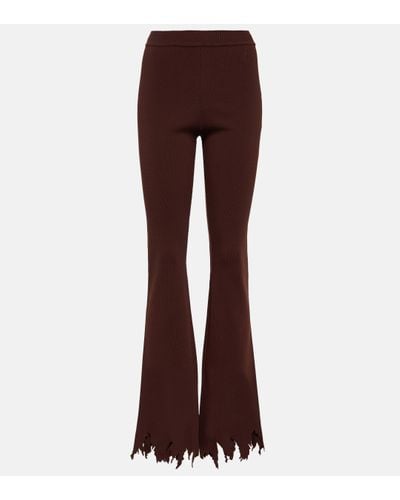 JW Anderson Ribbed-knit Distressed Slim Trousers - Brown