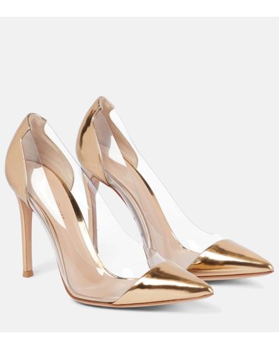 Gianvito Rossi Plexi 105 Leather And Pvc Court Shoes - Natural