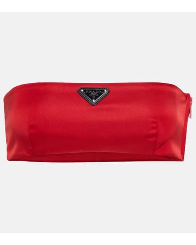 Prada Top tipo bustier de nylon con logo - Rojo
