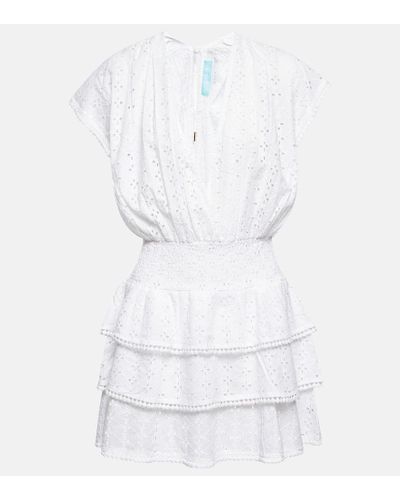 Melissa Odabash Vestido corto con bordado ingles - Blanco