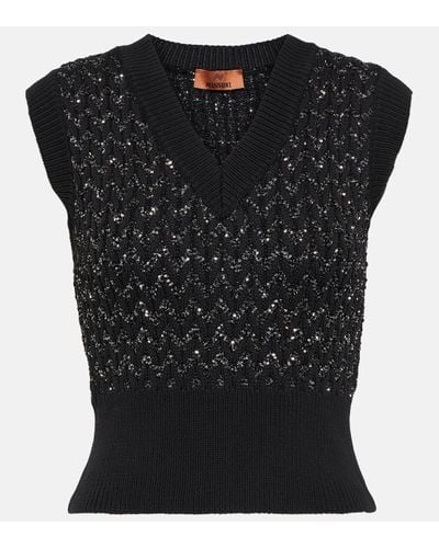 Missoni Metallic Cable-knit Jumper Vest - Black