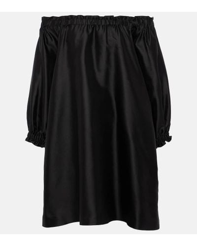 Max Mara Lepre Off-shoulder Silk And Cotton Minidress - Black