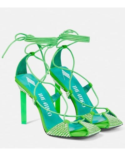 The Attico Adele Lace-up Crystal-embellished Sandals - Green