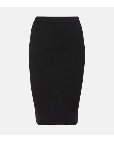 Saint Laurent Wool-blend Pencil Skirt - Black