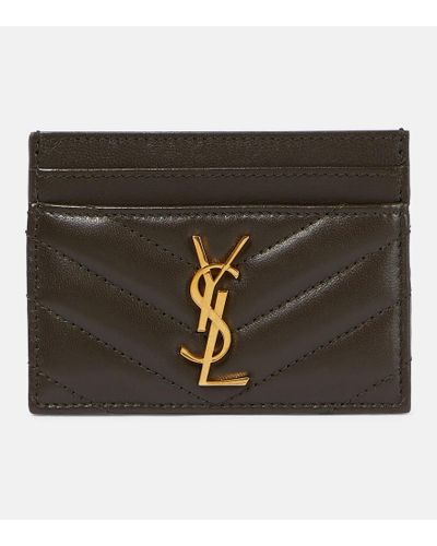 Saint Laurent Cassandre Matelasse Leather Card Holder - Black