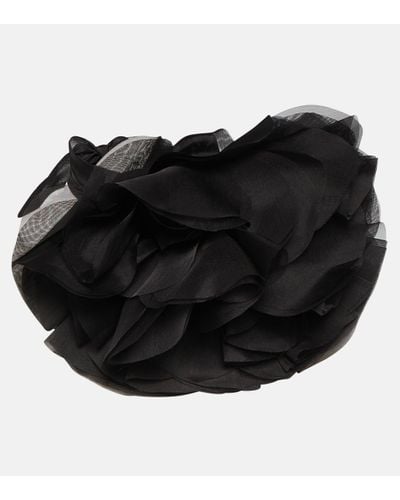 Nina Ricci Organza Flower Silk Choker - Black