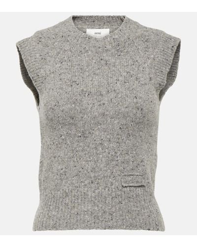 Ami Paris Ami Wool-blend Sweat Vest - Gray