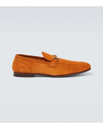 Gucci Loafers Jordaan Horsebit aus Veloursleder - Orange
