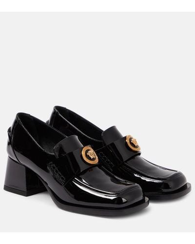 Versace Alia Patent Leather Loafer Court Shoes - Black