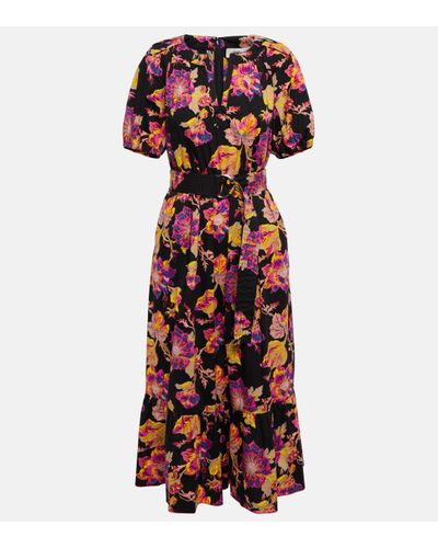 Diane von Furstenberg Floral-print Belted-waist Dress - Red