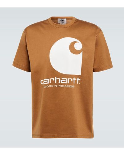 Junya Watanabe X Carhartt Printed Cotton Jersey T-shirt - Brown