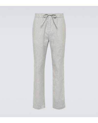 Frescobol Carioca Oscar Linen And Cotton Straight Pants - Gray
