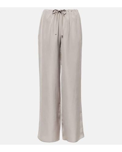 The Row Pantalones anchos Jugi de seda de tiro alto - Gris