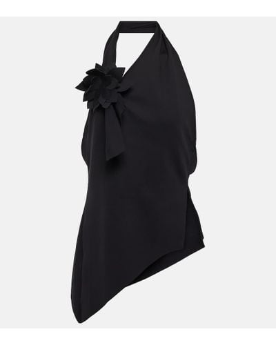 Coperni Top cuello halter con apliques florales - Negro