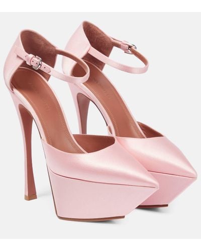 AMINA MUADDI Angelica Satin Platform Court Shoes - Pink