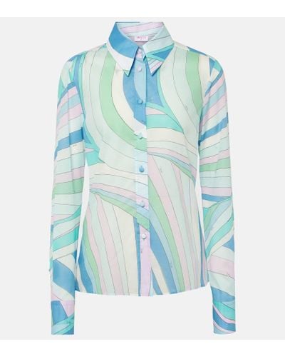 Emilio Pucci Camisa Iride de algodon - Azul