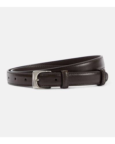 The Row Slim Leather Belt - Brown