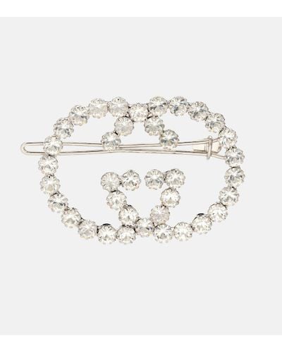 Gucci GG Embellished Hair Clip - White