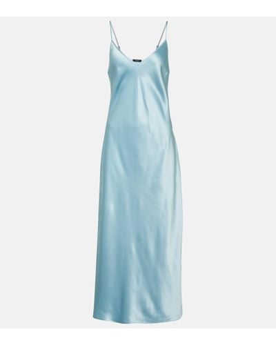 JOSEPH Clea Silk Satin Slip Dress - Blue