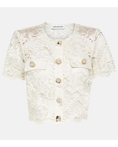 Self-Portrait Scalloped Lace Top - White